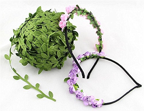David accessories 84 Yards Olive Leaves Leaf Trim Ribbon for DIY Craft Decoration (84 Yards Green) - Image 3